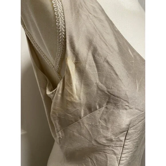 Gilar 100% Silk Fitted Hourglass Silhoutte Lined Sheath Dress Beige -Size 6 - Picture 13 of 14